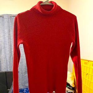 Red turtleneck sweater